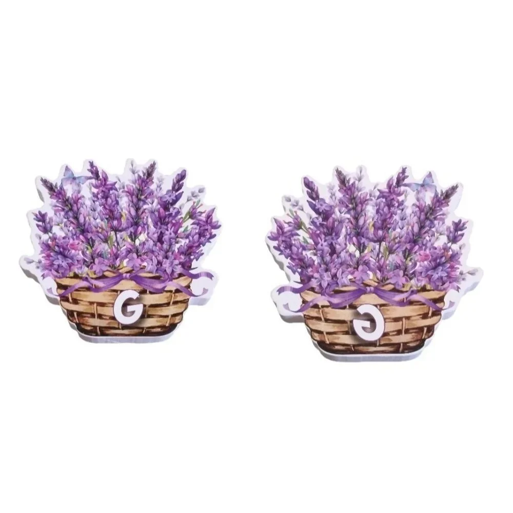 Lavender Spring Basket Die-Cut Wood Block Letter 6 Piece Set Double-Sided